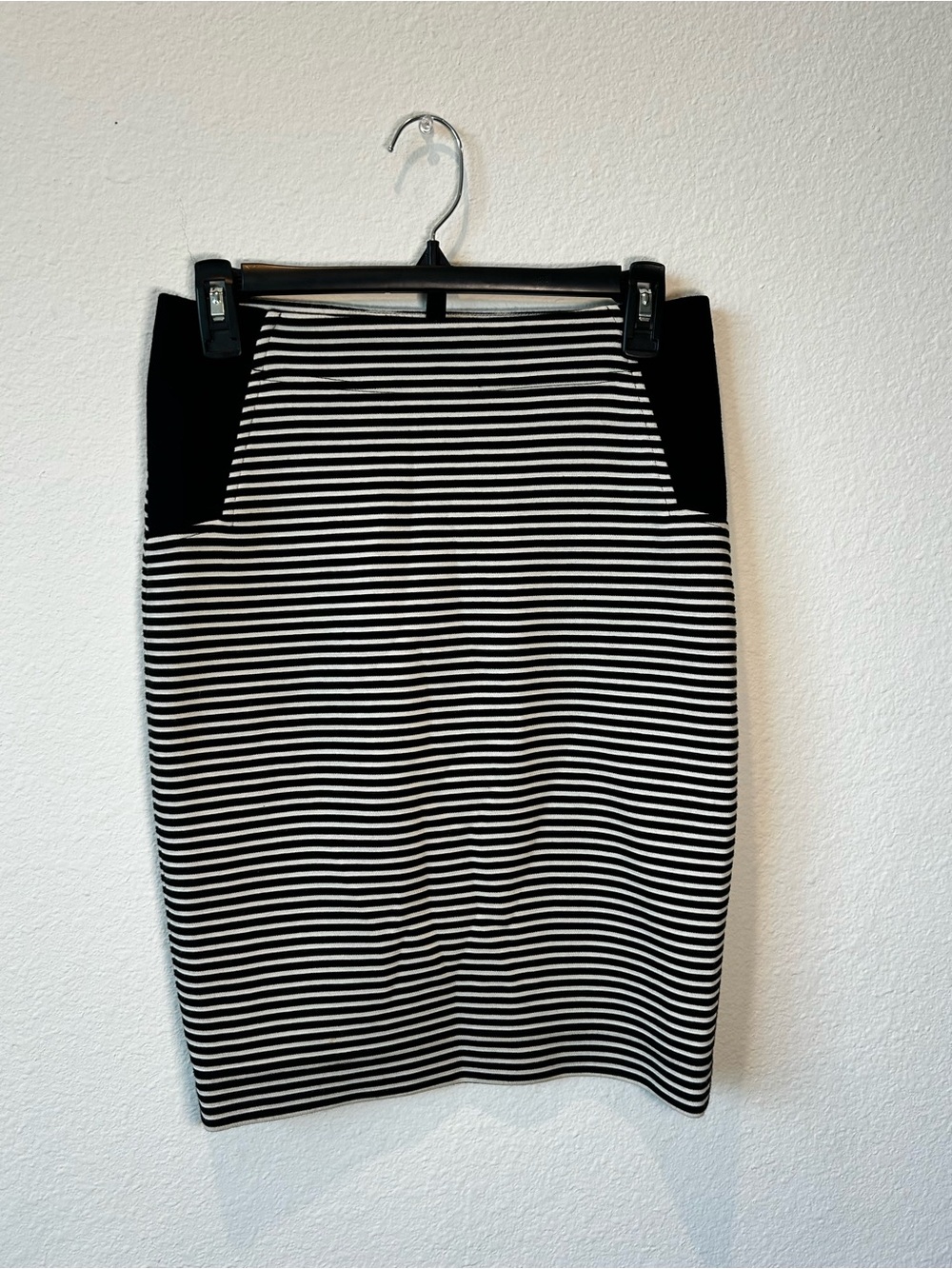 BCBGMaxAzria Black and White Striped Pencil Skirt